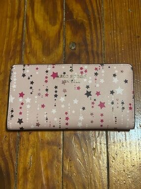 kate spade Pink Star-Print Zip Continental Wallet